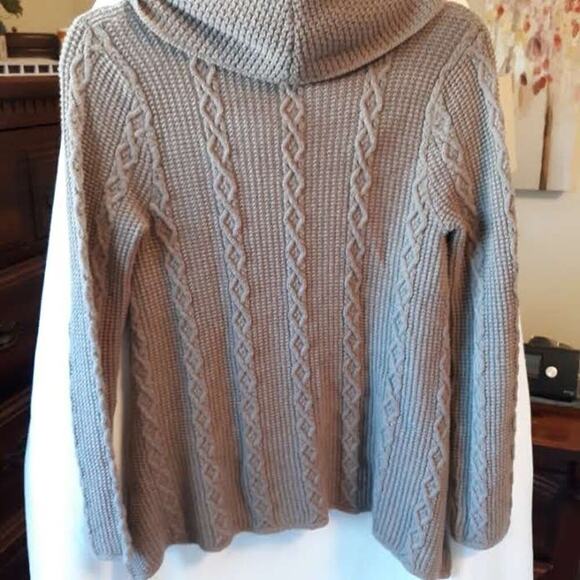 Chunky Knit Sweater Cowl Neck Size S Jeanne Pierre light Taupe - Picture 4 of 7